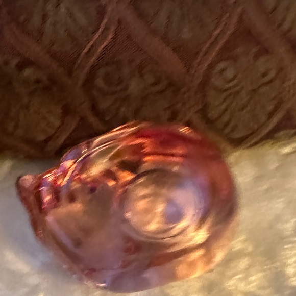 Vintage Indiana Glass Pink/Cranberry Sleeping Cat Votive/Tealight Holder - Picture 5 of 5